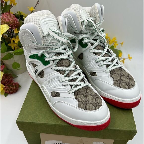 SOLD!!!!      Men’s Gucci basket GG Supreme high top sneakers size 12 fits 13US - Picture 1 of 10